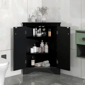 113e Spoflyinn Pho Triangular Corner Doors Shelves Freestanding Floor Storage Cabinet