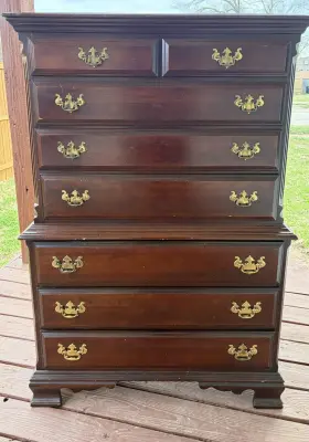 8606-l7195 Sumter Cabinet Co. 8-drawer Chest Of Drawers Dark Mahogany Wood Brass Handles