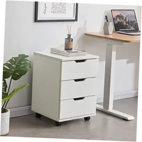 Fc005 Sunon Furniture 3-drawer Vertical Filing Cabinet Rolling Wood Mobile Fully-assembled White