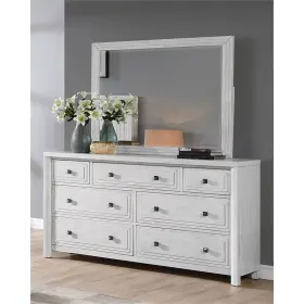 Ag-638-650 Sunset Trading 660n Dover 7 Drawer Bedroom Dresser Mirror Set Cerused White Oak Wood #3