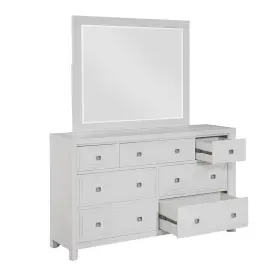 Ag-638-650 Sunset Trading 660n Dover 7 Drawer Bedroom Dresser Mirror Set Cerused White Oak Wood