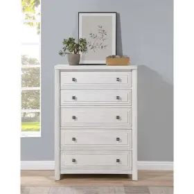 Ag-638-681n Sunset Trading Dover 5 Drawer 58 Inch H Bedroom Storage Chest Cerused White Oak Wood