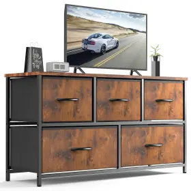 Sweetcrispy 701347519490 Dresser For Bedroom 5 Fabric Drawers Clothes Cabinet Storage Organizers #2