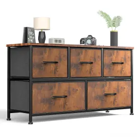 Sweetcrispy 701347519490 Dresser For Bedroom 5 Fabric Drawers Clothes Cabinet Storage Organizers
