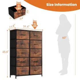 Sweetcrispy 708436299196 Dresser For Bedroom Fabric With 10 Drawers Tall Double Che #3