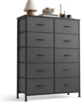 As-10bc-gy Sweetcrispy 10 Drawer Fabric Dresser Storage Tower With Bins Tall Chest