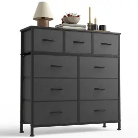 As-9bc-01 Sweetcrispy 9-drawer Fabric Dresser Storage Tower With Wood Top And Steel Frame Organize