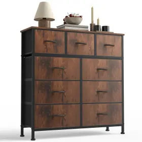 As-9bc-03 Sweetcrispy 9-drawer Fabric Dresser Storage Tower With Wood Top And Steel Frame Organize