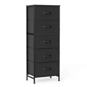 Sweetcrispy Bdc-3345-k 5 Drawer Dresser With Fabric Bins Steel Frame Wood Top Tall Chest Of Drawers