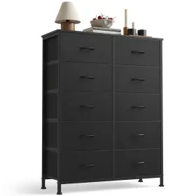 Cab-10bc-bk Sweetcrispy 10 Drawer Fabric Dresser Storage Tower With Bins Tall Chest Orga