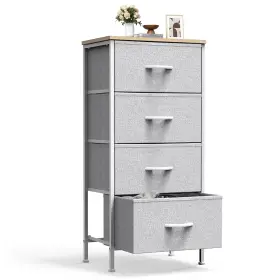 Cab-4bc-ltgy Sweetcrispy Nightstand Small Bedroom Dresser With 4 Fabric Drawers Bed Side F Cab-4bc-ltgy Sweetcrispy Nightstand Small Bedroom Dresser With 4 Fabric Drawers Bed Side F