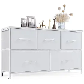Cab-5bc-wt Sweetcrispy Dresser For Bedroom With 5 Storage Drawers Fabric Tower