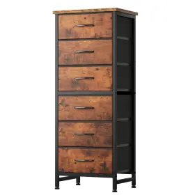 Sweetcrispy Fc-cgk6cgg-rt-yl Tall Fabric Dresser For Bedroom 6 Drawer Skinny Chest Of Drawers Narrow Sto
