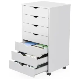 Sweetcrispy Si-swhdg7c-wt 7 Drawer Rolling Storage Cabinet Wood Under Desk Mobile Dresser With Wheels