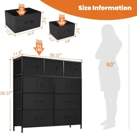Sw52-9bkn Sweetcrispy Dresser For Bedroom With 9 Fabric Drawers Tall Chest Organizer Units Clothi #3
