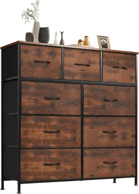 Sw52-9run Sweetcrispy Dresser For Bedroom With 9 Fabric Drawers Tall Chest Organizer Unit Sw52-9run Sweetcrispy Dresser For Bedroom With 9 Fabric Drawers Tall Chest Organizer Unit
