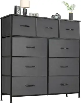 Yef-9bc-gy Sweetcrispy Dresser For Bedroom 9 Drawer Chest Tower Tall Storage Organizer Units Kids Room
