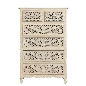 Cy420607mo Taran Designs Monte 6-drawer Floral Carved Solid Wood Chest In White