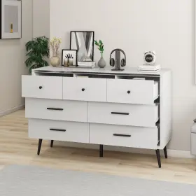 Taus 197839515710 47 Inch Double Storage Dresser Organizer Tv Stand With 7 Drawers For Living Room