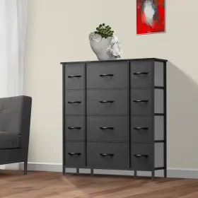 Taus 197839583795 12 Storage Drawers Fabric Organizer Tower Unit Dresser Nightstand Gray