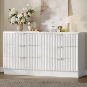 Taus 199449431572 White 6 Drawer Dressers With Fluted Panel Wide Versatile Tv Stand Cabinet Table Taus 199449431572 White 6 Drawer Dressers With Fluted Panel Wide Versatile Tv Stand Cabinet Table