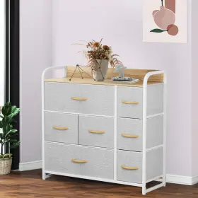Beysh0000790be Taus Fabric Dresser 7 Drawers Furniture Storage Drawer Unit Steel Frame Wooden Top