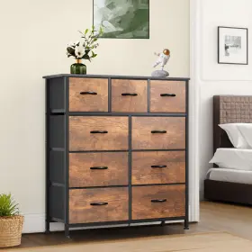 Beysh0001575be Taus 9 Drawer Dresser Storage Organizer Chest For Bedroom Living Room Closet