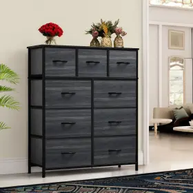 Beysh0004103be Taus 9 Drawers Dresser - Black Farmhouse Bedroom Furniture Storage Chest Organizer
