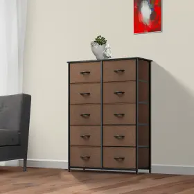 Beysh0008455be Taus Storage Dresser 10 Drawer Hallway Fabric Chest Organizer Brown