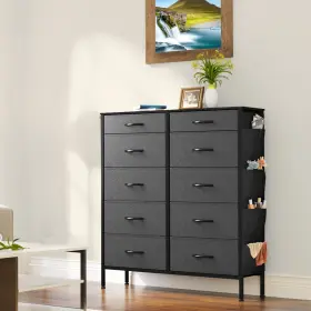 Beysh8yede Taus 10 Drawers Fabric Dresser Tall Storage Tower With Side Pockets Bedroom Closets