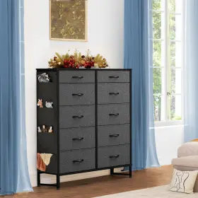 Beysh9brrh Taus 10 Drawers Fabric Dresser Storage Tower With 4 Side Pockets Closets For Bedroom
