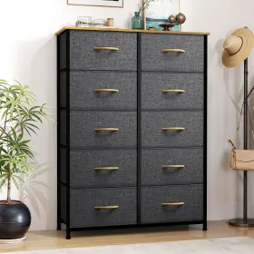 Beyshb1a2p Taus Dresser With 10 Drawers Fabric Storage Tower Tall Chest Organizer For Bedroom
