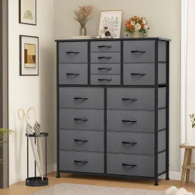 Beyshb5zke Taus Fabric Dresser With 16 Drawer Tall Large Chest Of Drawers Storage