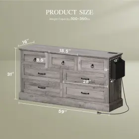 Beyshegjb6 Taus Farmhouse 7 Drawers Dresser 59 Inch Wide Wood Rustic Chest Of With Nice Texture