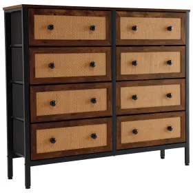 Beyshge4ty Taus 8 Drawers Dresser Chest Of Rattan Woven Storage Organizer For Bedroom