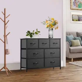 Beyshl7mfn Taus 7-drawers Fabric Dresser Furniture Storage Tower Cabinet Tall Wooden Top