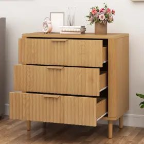 Beyshs6tol Taus Natural Oak 3 Drawer Dresser Modern Closet Dressers Chest Of Fluted Panel