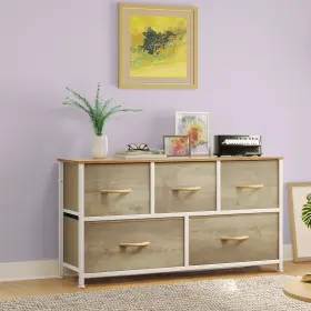 Beyshvm4aq Taus Wide Chest Of Drawers Dresser With 5 Bedroom Fabric Storage Tower