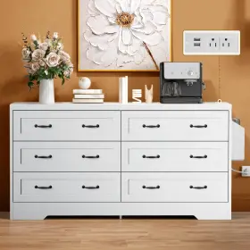 Beyshxlz0d Taus 6 Drawer Dresser 59inch W Large Vintage Double Chest Of Drawers White