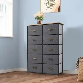 Ftft03019 Taus Storage 10 Drawers Dresser Fabric Bedside Organizer Tower Chest For Bedroom