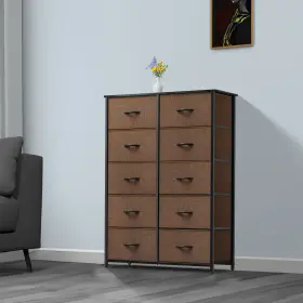 Ftft03595 Taus 10 Drawer Hallway Dresser Fabric Storage Chest Organizer Brown New