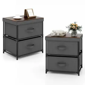 Targym13887 Topbuy 2pcs 2 Drawer Dresser Fabric Storage Organizer Nightstand Bedside Sofa Table