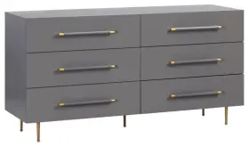 Tv-tov-b44094 Tov Furniture 32 Inch Modern Trident 6 Drawer Wood Dresser With Metal Legs In Grey