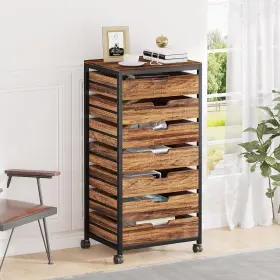 Guy-jw0307-0448 Tribesigns 7 Drawer Chest Wood Storage Dresser Cabinet With Wheels Industrial Dra