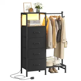 Trifeble 797725298781 Dresser For Bedroom With Reversible Hanging Rack 4 Drawers Led