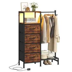 Trifeble 797725298798 Dresser For Bedroom With Reversible Hanging Rack 4 Drawers Led