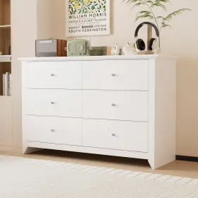 Gdk77258532 Trumanpick 6 Drawer Double White Dresser For Bedroom Wood Chest Of Drawers