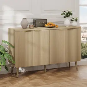 Trygoal-bc-1067 Trygoal Wood Fluted Sideboard 4 Doors Buffet Cabinet Shelves Large