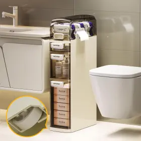 Sbsc-xm-3 Uamfuri 3-tier Slim Bathroom Storage Cabinet Movable Narrow Plastic Drawers Waterpr