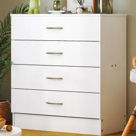 Ubesgoo 313115463456 4-drawer Dresser Pure White With Metal Handles Bedside Night Stand Bedro